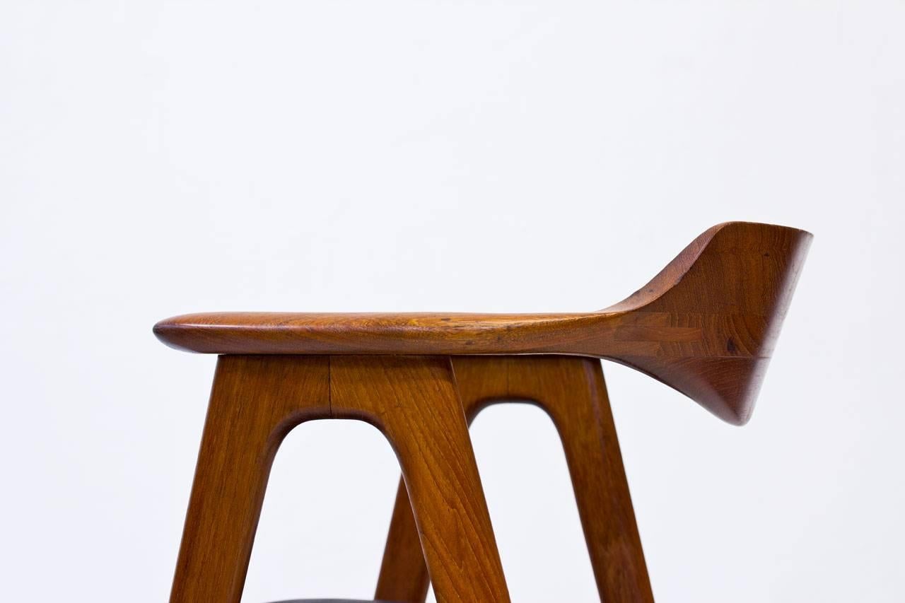 Mid-20th Century Desk Chair in Teak and Leather by Erik Kirkegaard for Høng Stolefabrik, 1950s