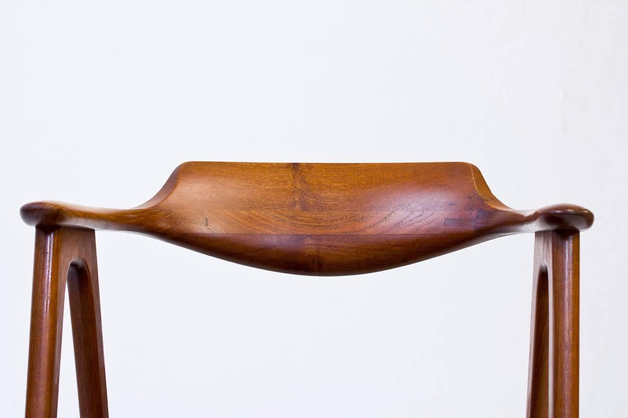 Desk Chair in Teak and Leather by Erik Kirkegaard for Høng Stolefabrik, 1950s 1