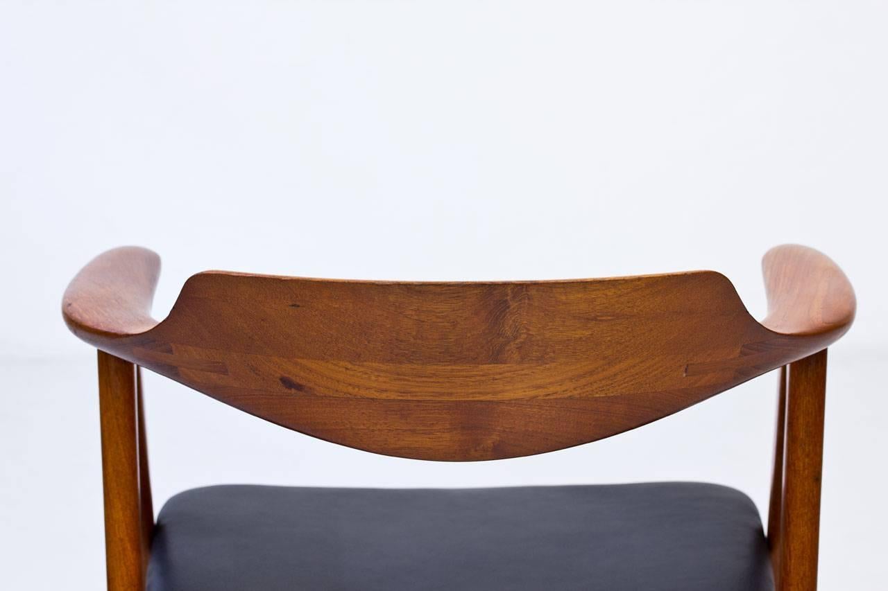 Desk Chair in Teak and Leather by Erik Kirkegaard for Høng Stolefabrik, 1950s 2