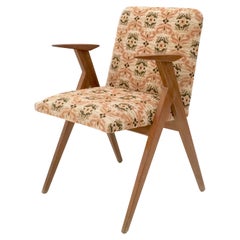 Desk Chair in the Style of Franco Albini with Patterned Fabric, Italy, 1950s Desk Chair in the Style of Franco Albini with Patterned Fabric, Italy, 1950s