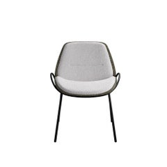 Silla de escritorio Munch 1/2 brazo en tela y boucle grisáceo hecha a mano por Murmurio