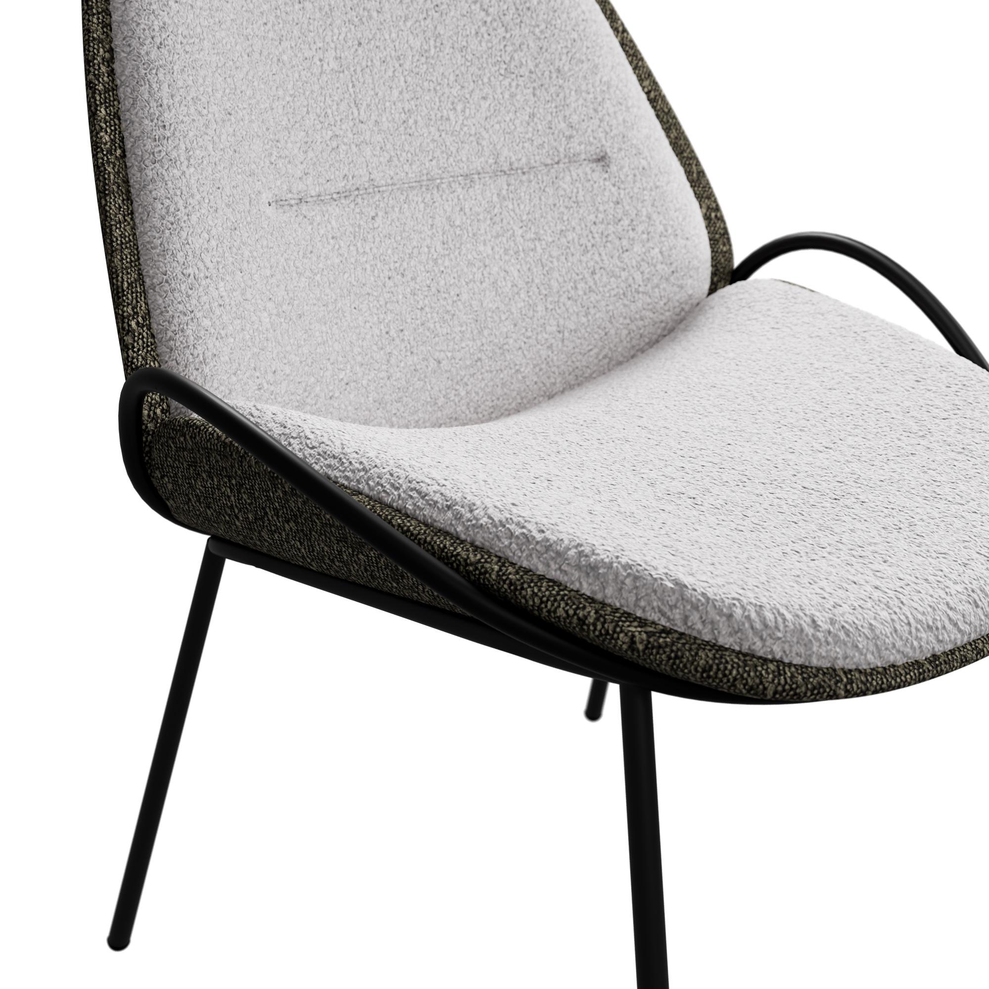 Portugais Chaise de bureau Munch 1/2 en tissu et bouclette grise fabriquée à la main par Murmurio en vente