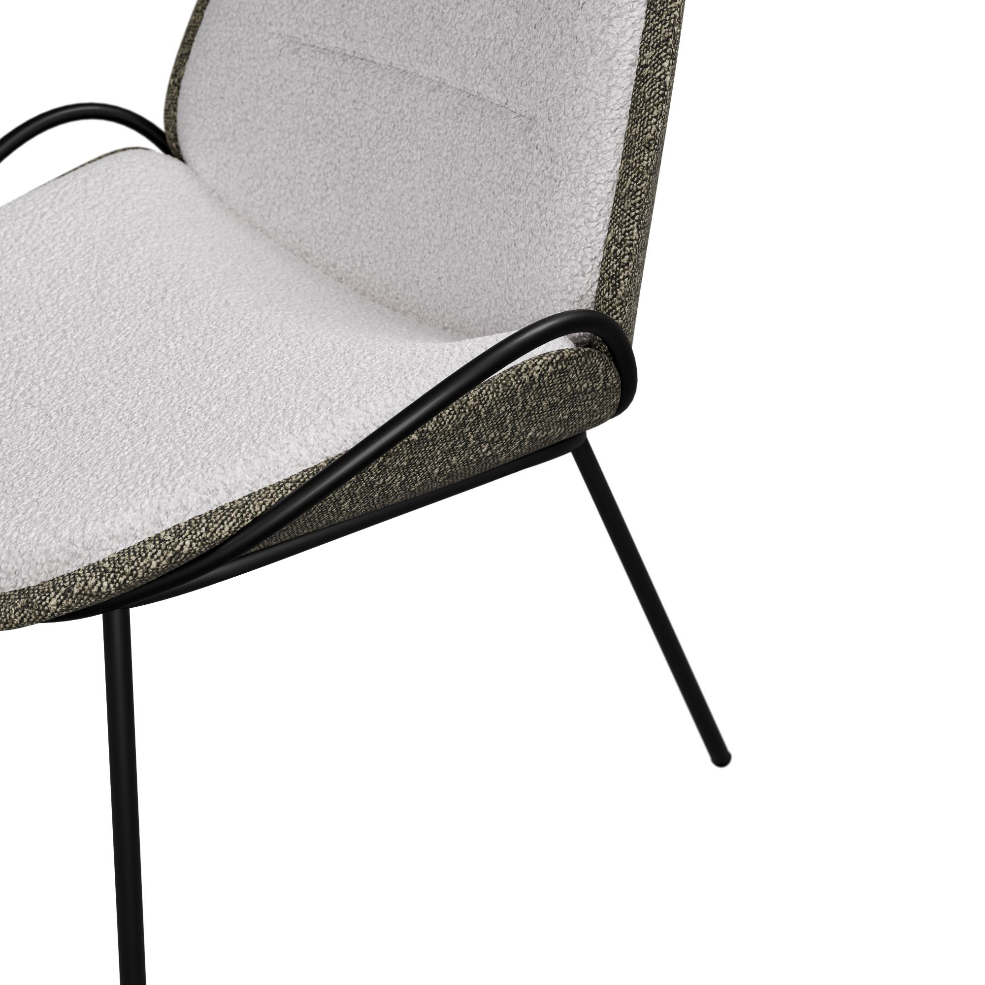 Ferronnerie Chaise de bureau Munch 1/2 en tissu et bouclette grise fabriquée à la main par Murmurio en vente