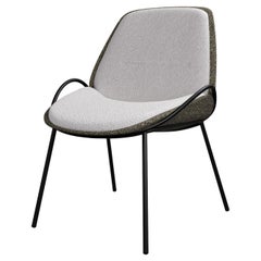 Chaise de bureau Munch 1/2 en tissu et bouclette grise fabriquée à la main par Murmurio