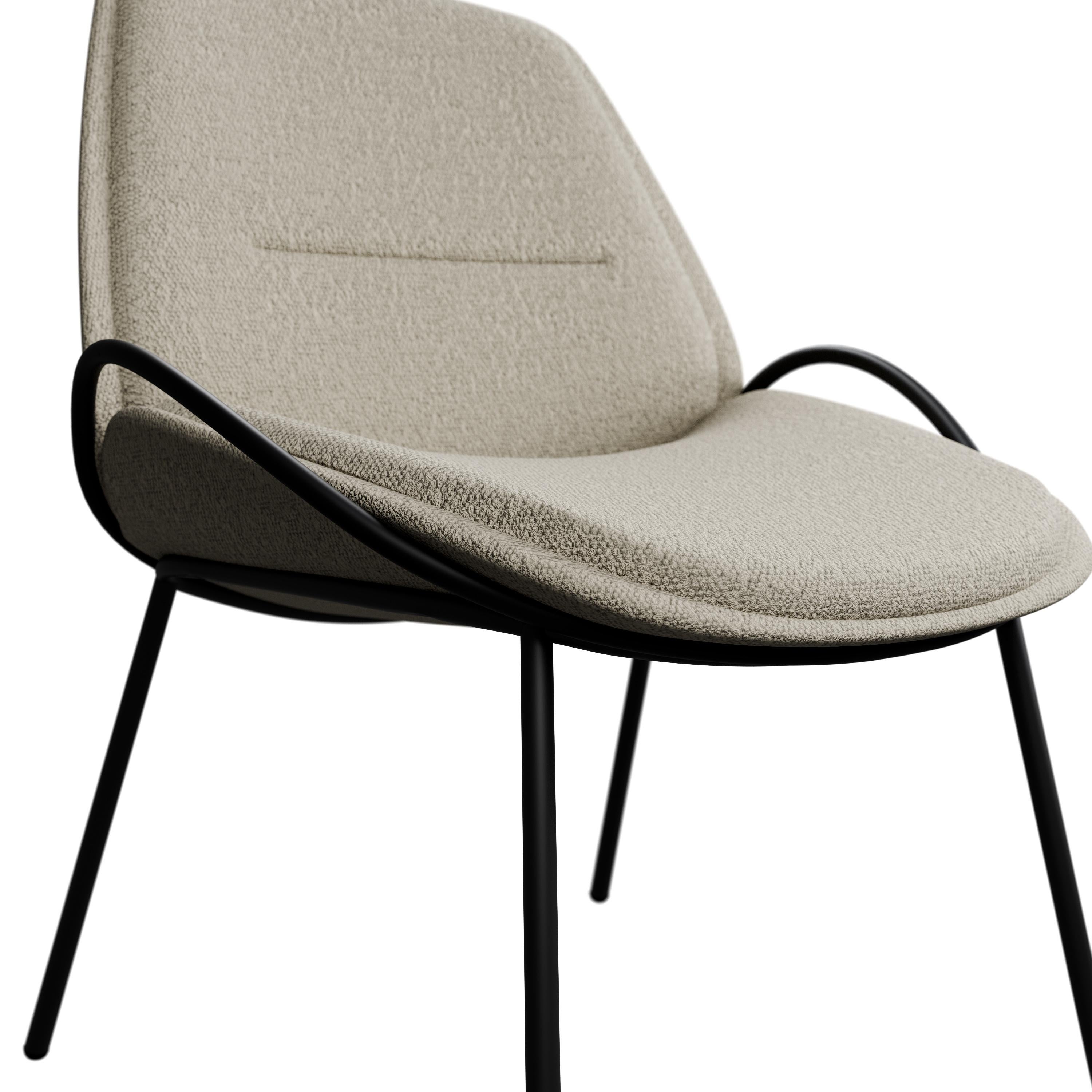 Silla de escritorio Munch 1/2 brazo con boucle Loop Crema hecha a mano por Murmurio Portugués en venta