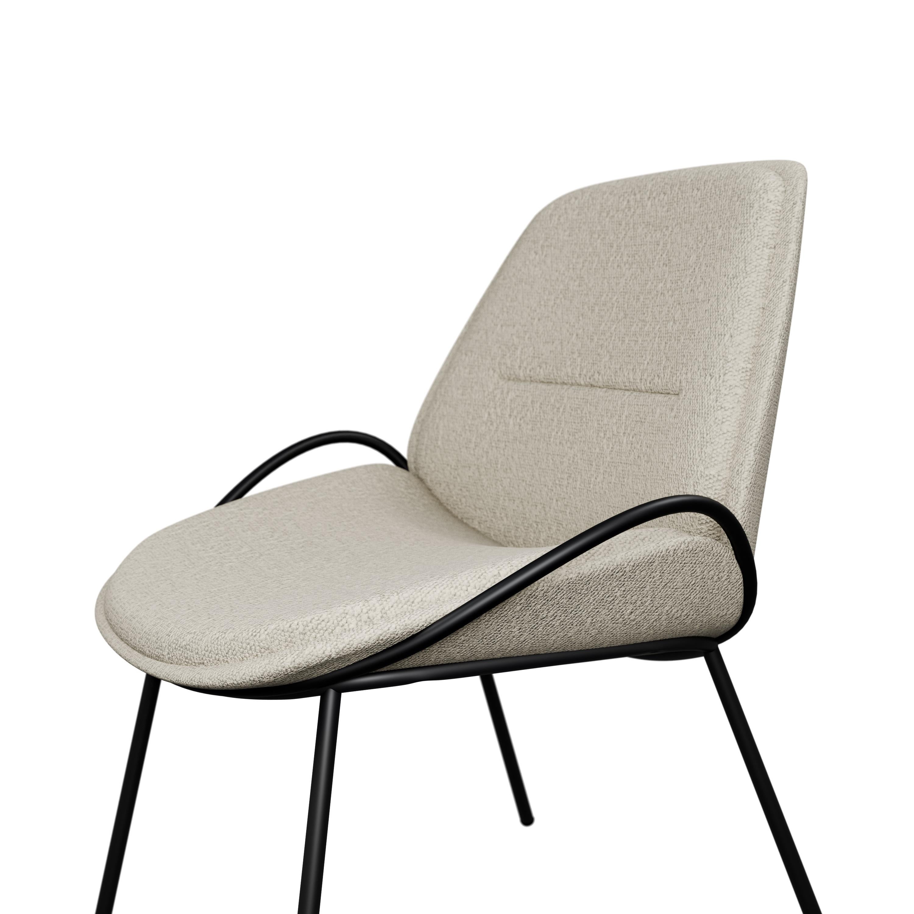Silla de escritorio Munch 1/2 brazo con boucle Loop Crema hecha a mano por Murmurio Metalistería en venta