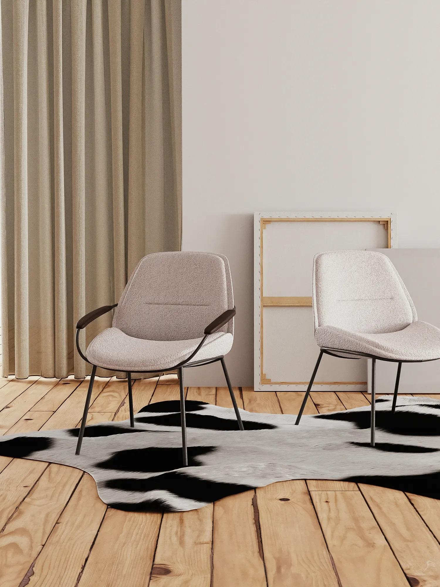 XXIe siècle et contemporain Chaise de bureau Munch combinant tissu et bouclette fabriquée à la main par Murmurio en vente
