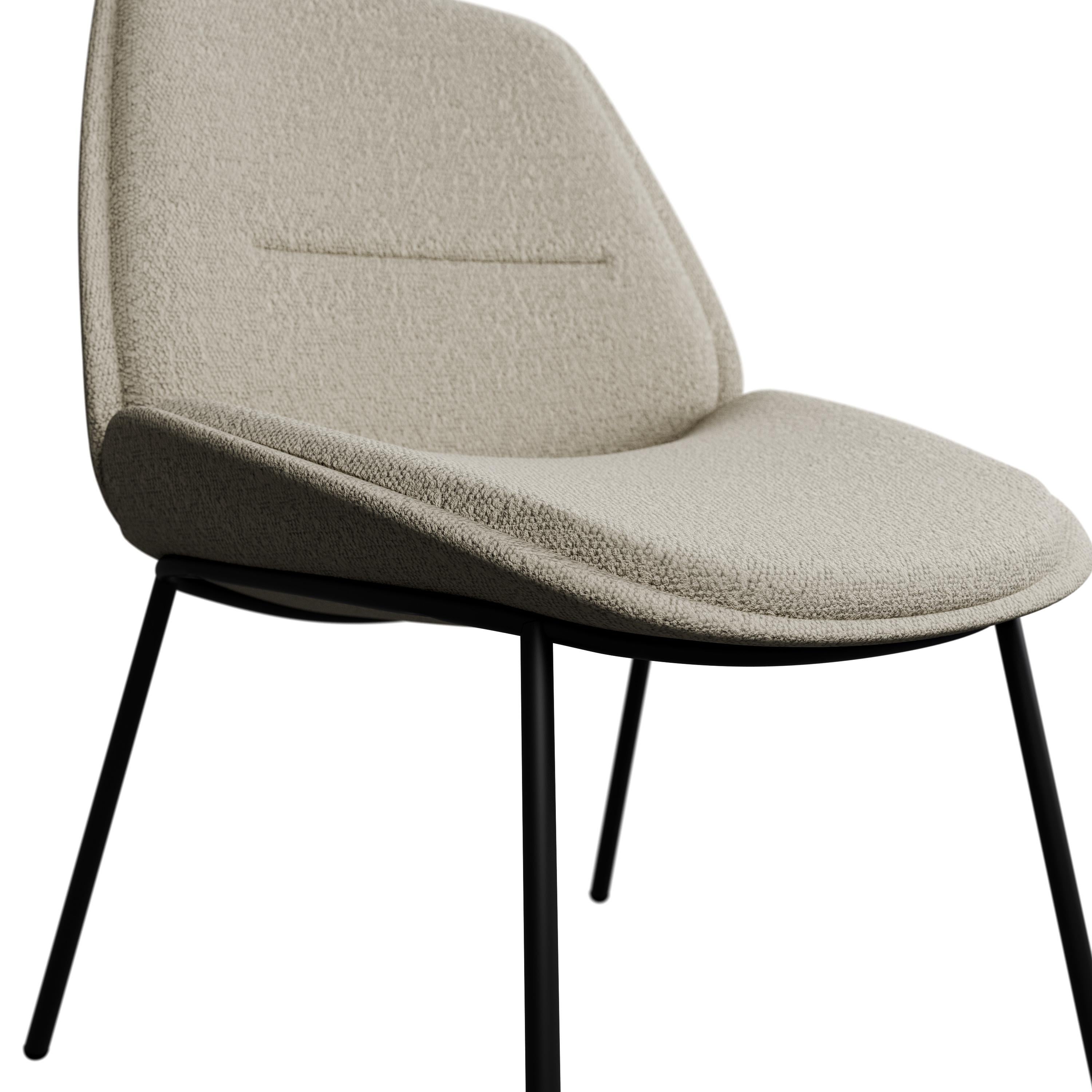 Portuguese Desk chair Munch with Loop Cream boucle handcrafted by Murmurio For Sale