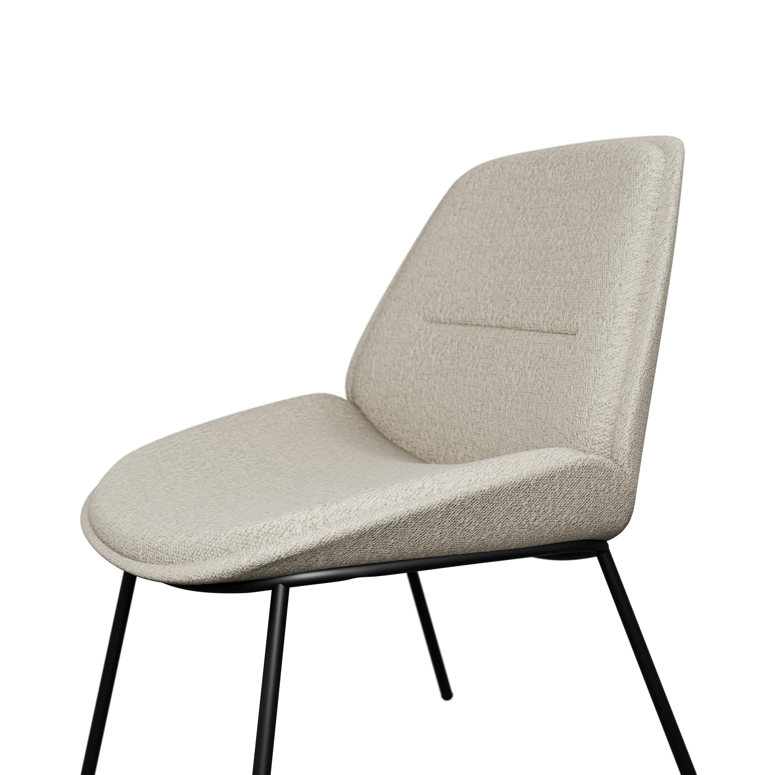 Metalwork Desk chair Munch with Loop Cream boucle handcrafted by Murmurio For Sale