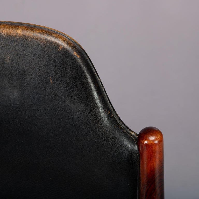 Desk Chair No. 62a in Rosewood with Black Leather, 1960s For Sale 10