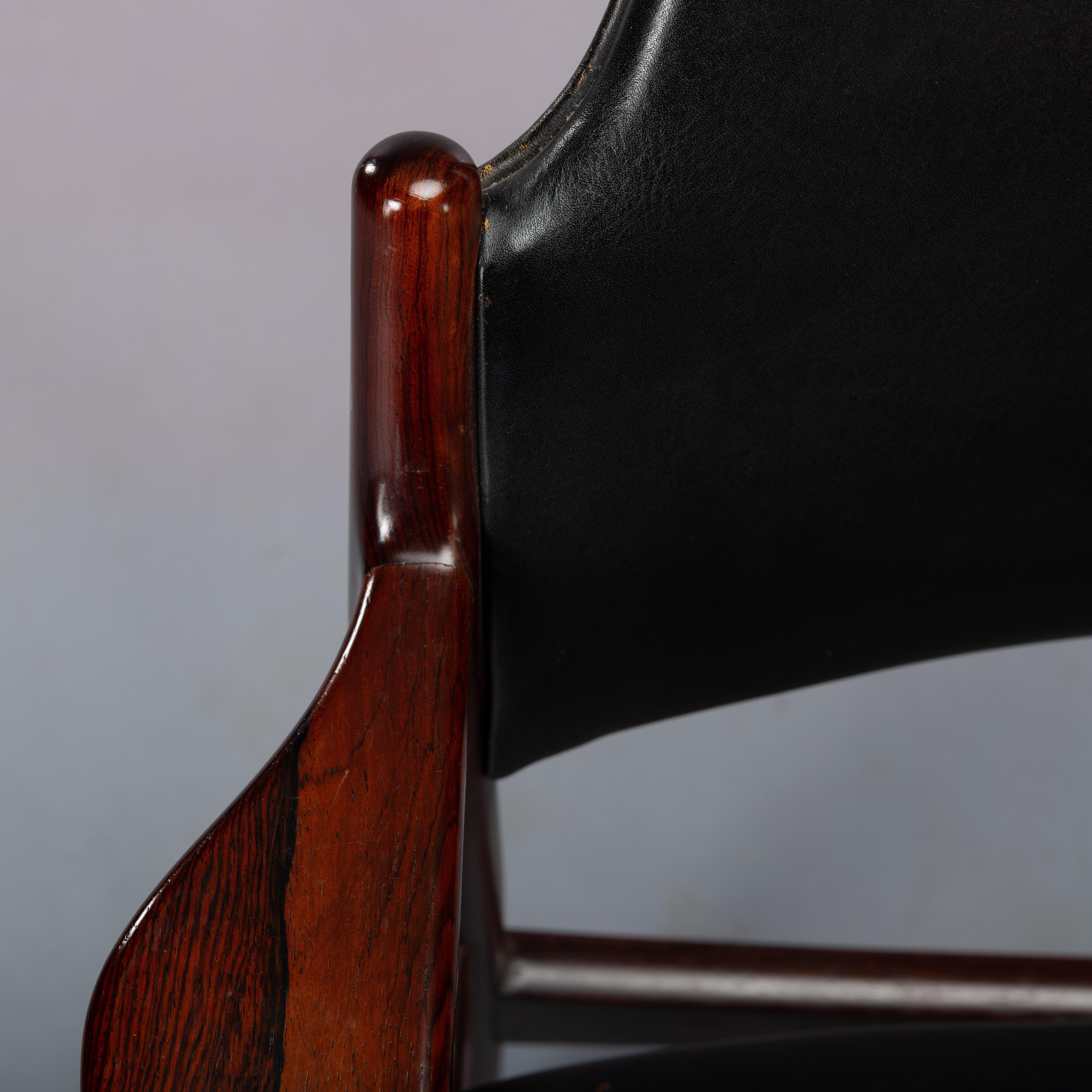 Desk Chair No. 62a in Rosewood with Black Leather, 1960s 11