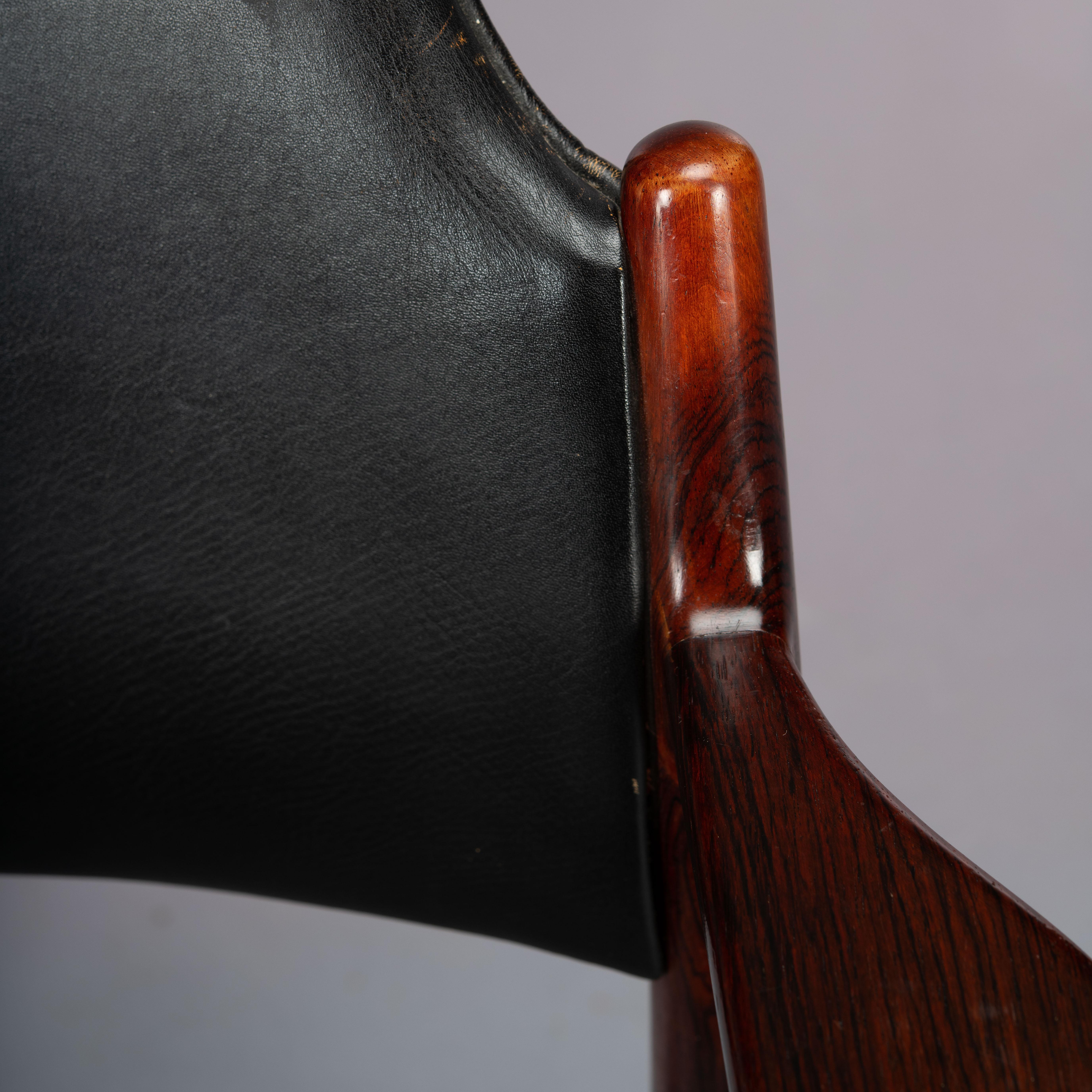 Desk Chair No. 62a in Rosewood with Black Leather, 1960s 12
