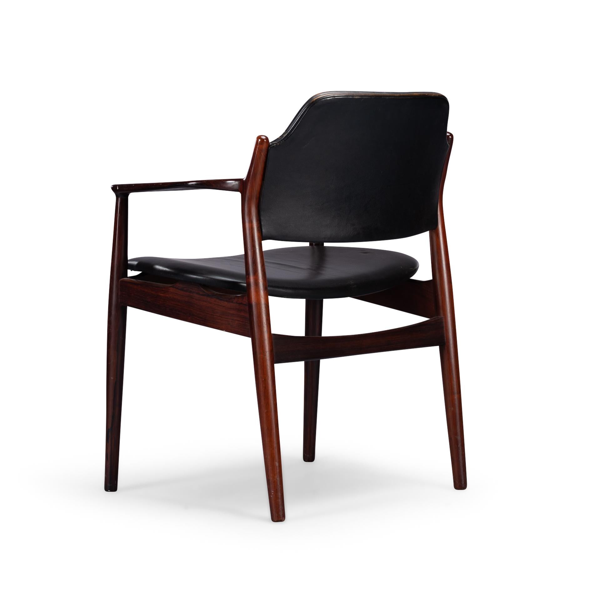 Danish Desk Chair No. 62a in Rosewood with Black Leather, 1960s