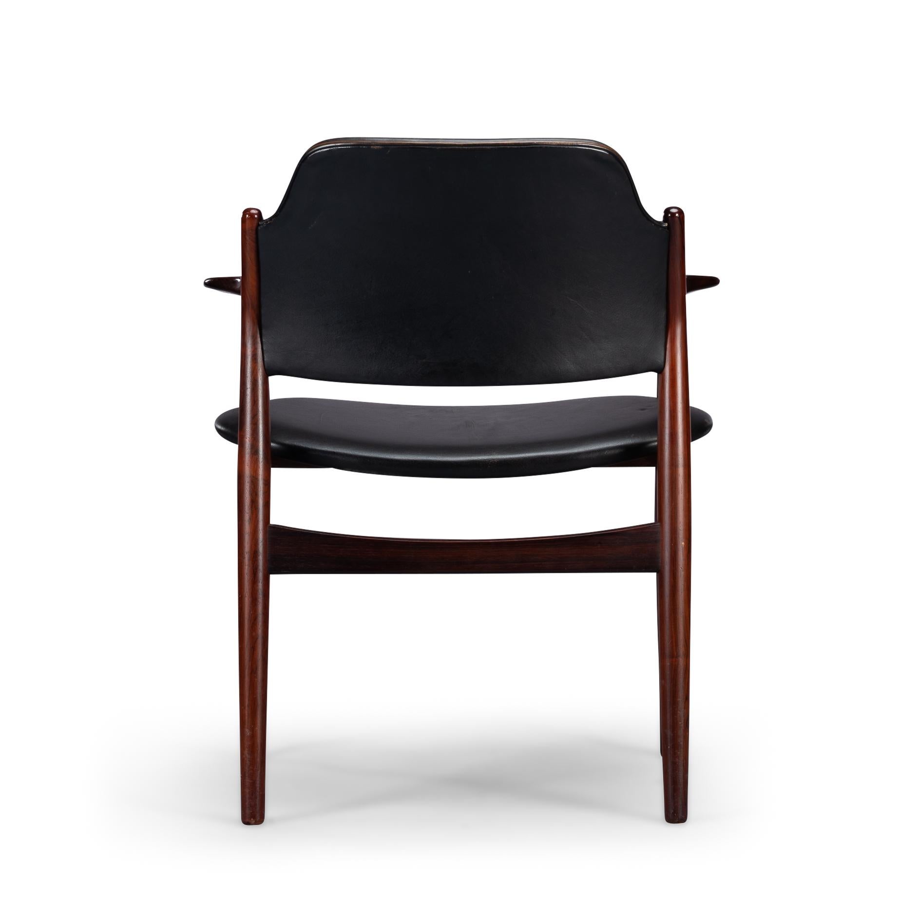 Desk Chair No. 62a in Rosewood with Black Leather, 1960s 1