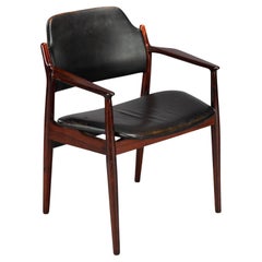 Desk Chair No. 62a in Rosewood with Black Leather, 1960s