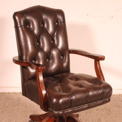 Chaise de bureau ou fauteuil de bureau Called Director en cuir et Wood Wood poli