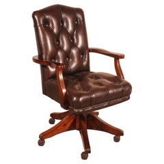 Chaise de bureau ou fauteuil de bureau Called Director en cuir et Wood Wood poli