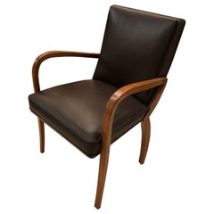 Schreibtischstuhl im Stil von Art déco, Frankreich, Material Holz und Leder, 1930