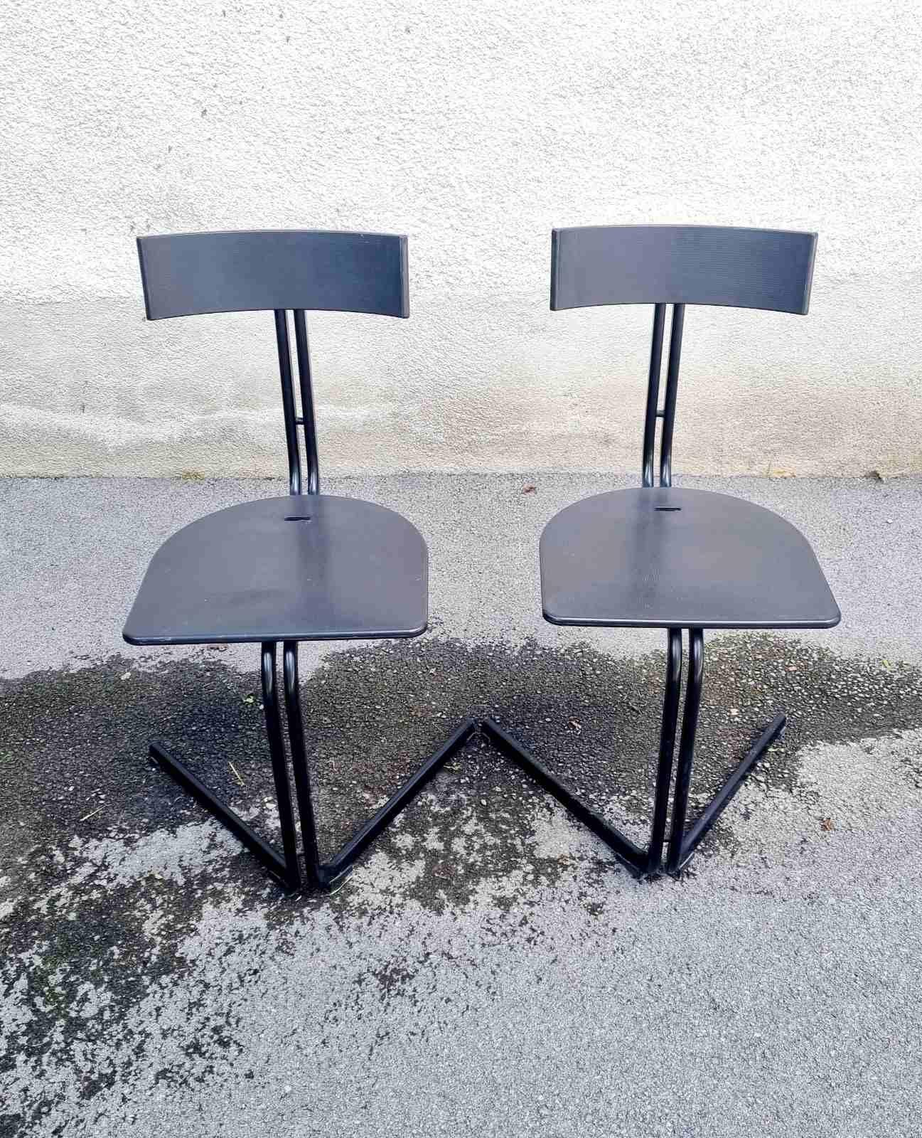 Desk Chairs Model Vipera Designed by Luca Leonori for Pallucco, Italy 80s, Pair For Sale 3