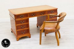 Desk Chesterfield Leather Antique Table English Colonial Style