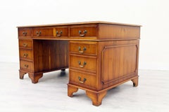 Desk Chesterfield Leather Antique Table English Colonial Style