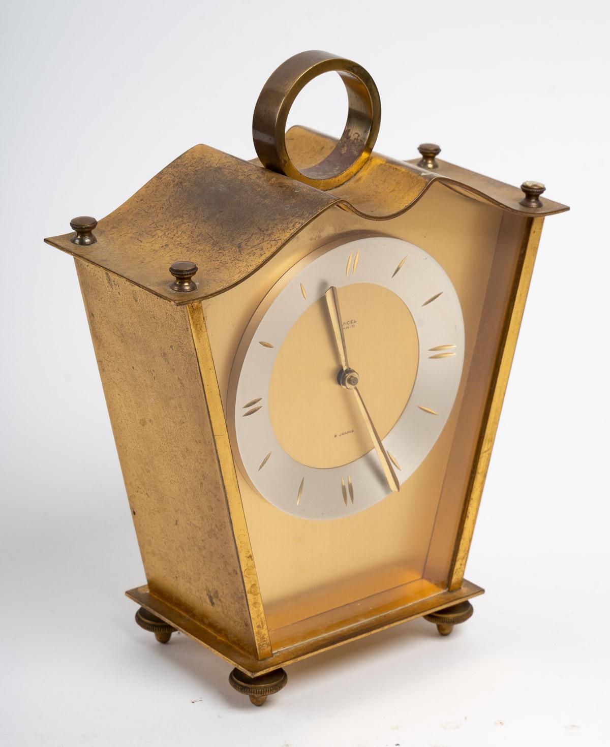 Bronze Desk Clock of the Lancel Paris Brand from the 1940s