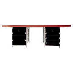 Scrivania composta da cassettiere Bergwood e piano impiallacciato in legno Boomerang - anni '70