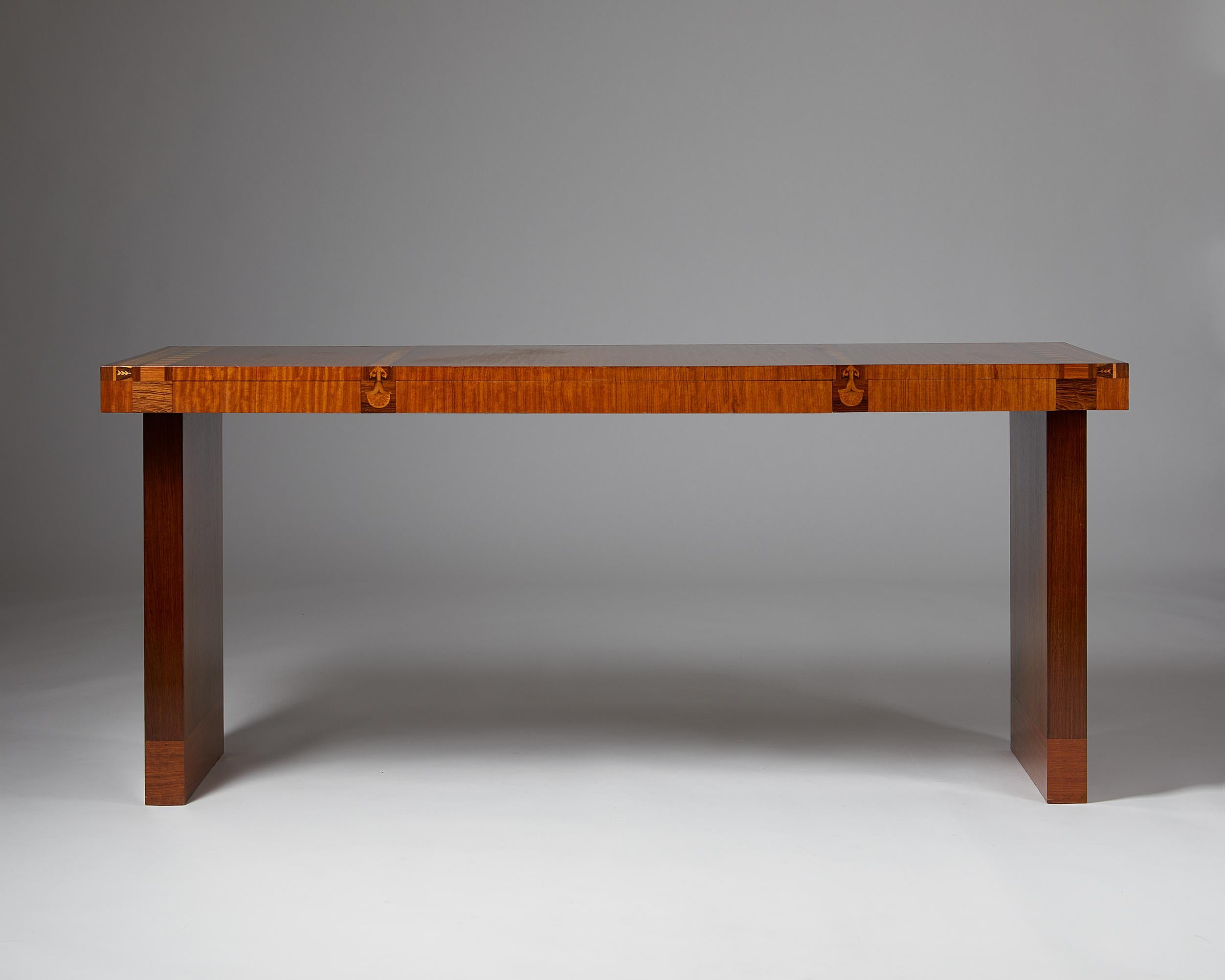 Swedish Desk made of Mahogany and Walnut Designed by Carl Malmsten, Sweden, 1934
