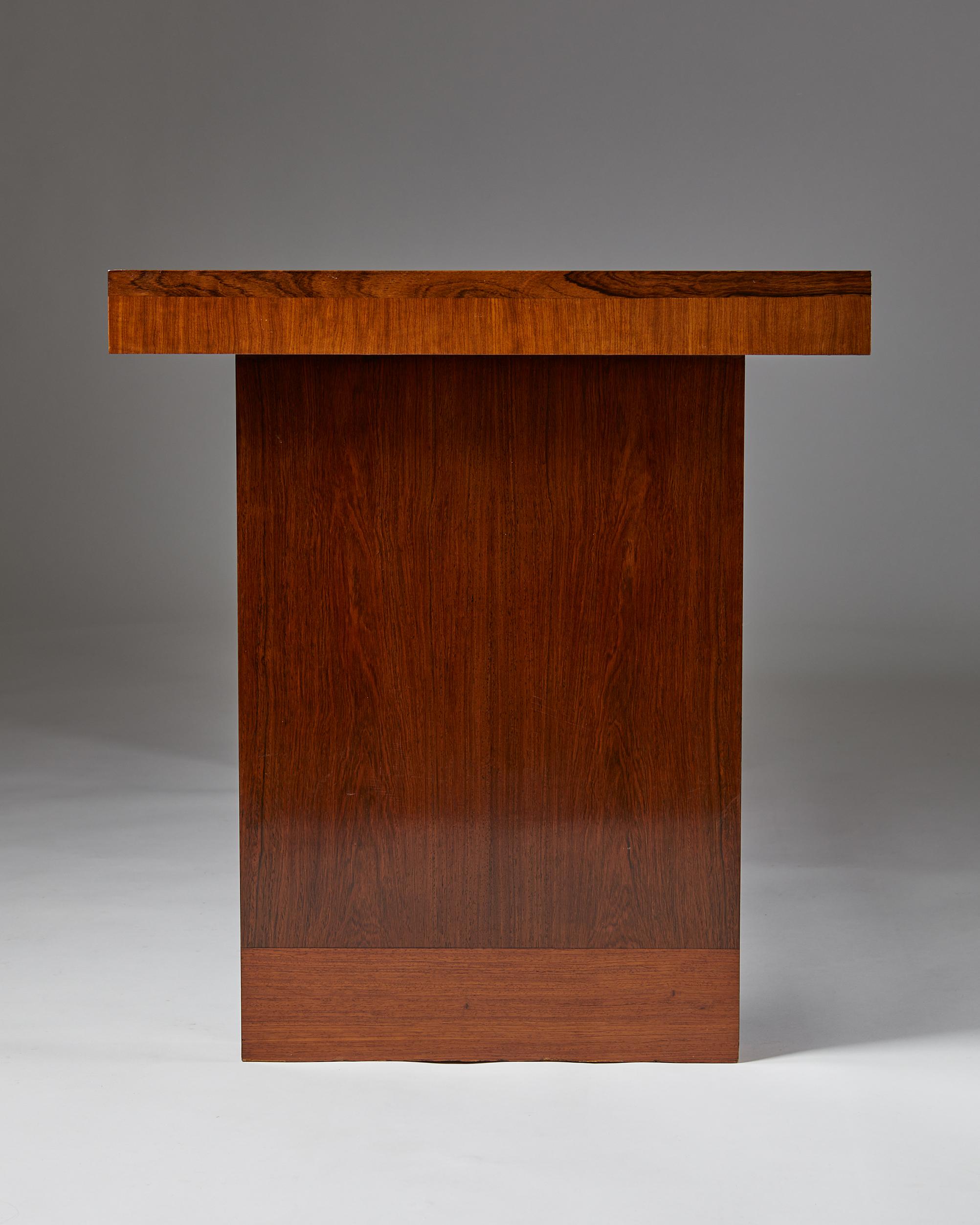 Mid-20th Century Desk made of Mahogany and Walnut Designed by Carl Malmsten, Sweden, 1934