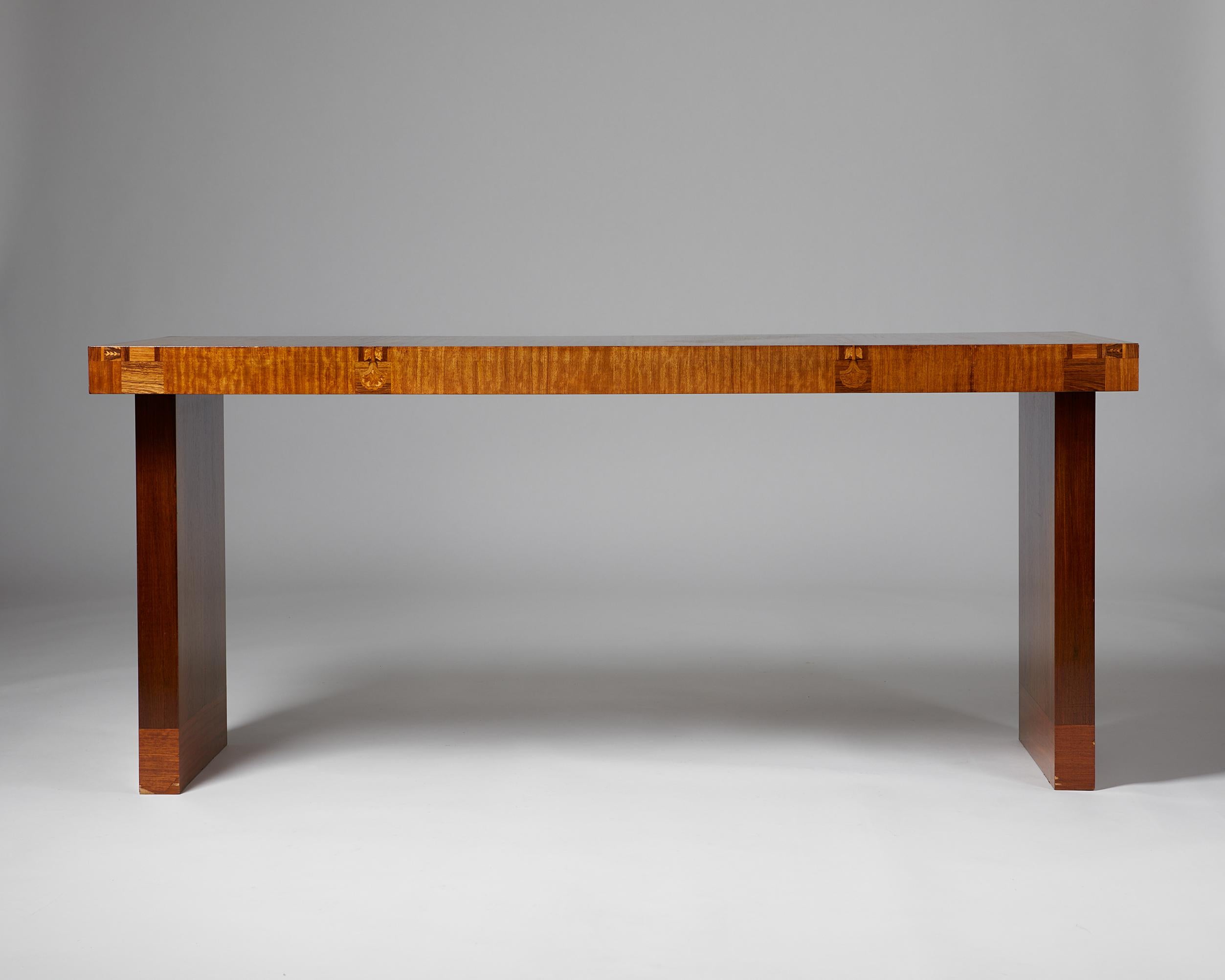 Wood Desk made of Mahogany and Walnut Designed by Carl Malmsten, Sweden, 1934
