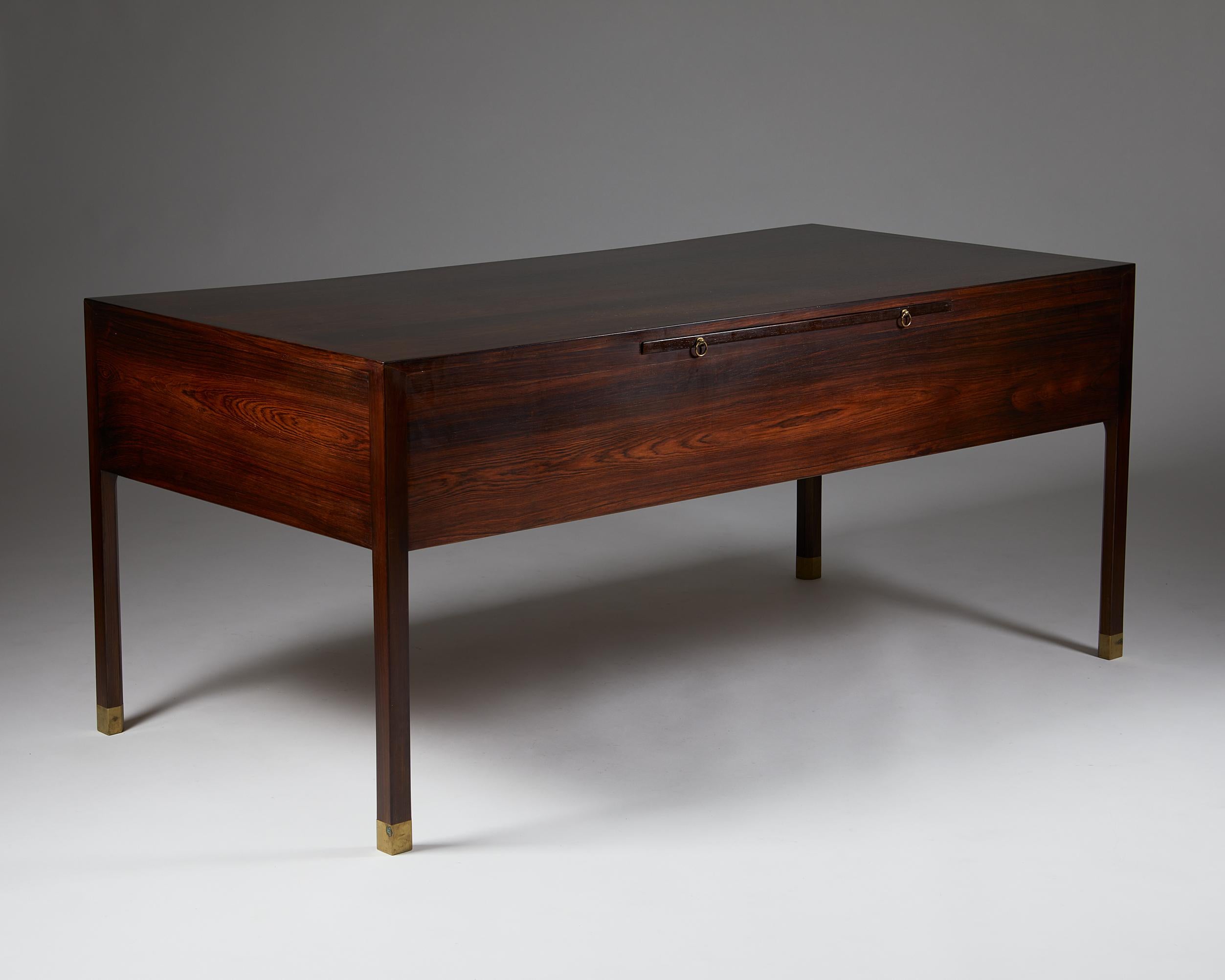 Brass Desk Designed by Ole Wanscher for AJ Iversen, Denmark, 1950's