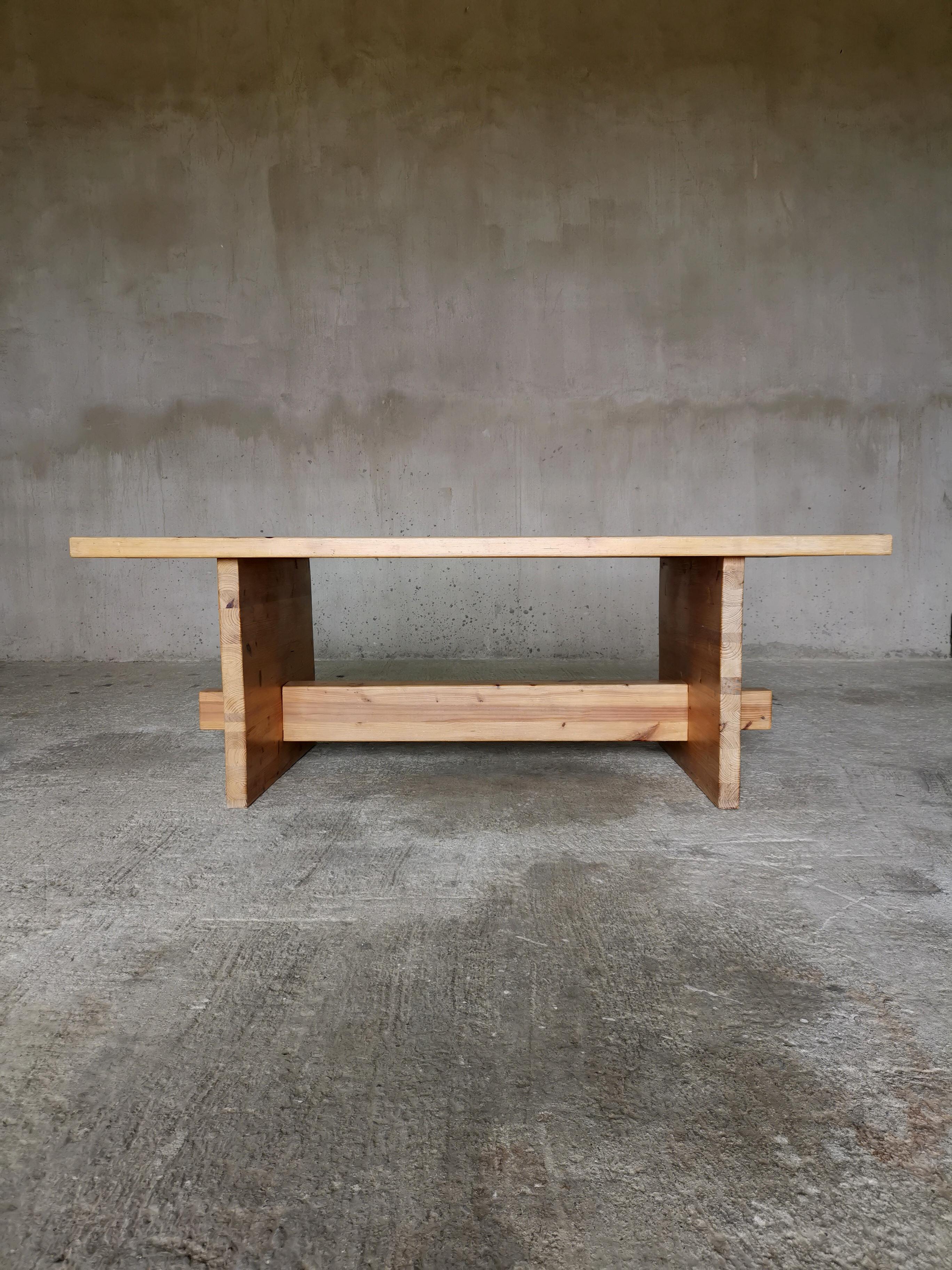 Desk/dining table in solid pine. Prototype from the home of a Danish architect   For Sale 3