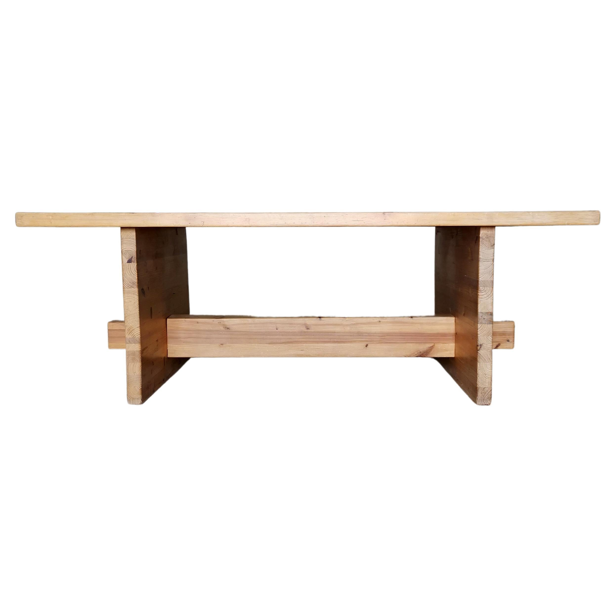 Desk/dining table in solid pine. Prototype from the home of a Danish architect   For Sale