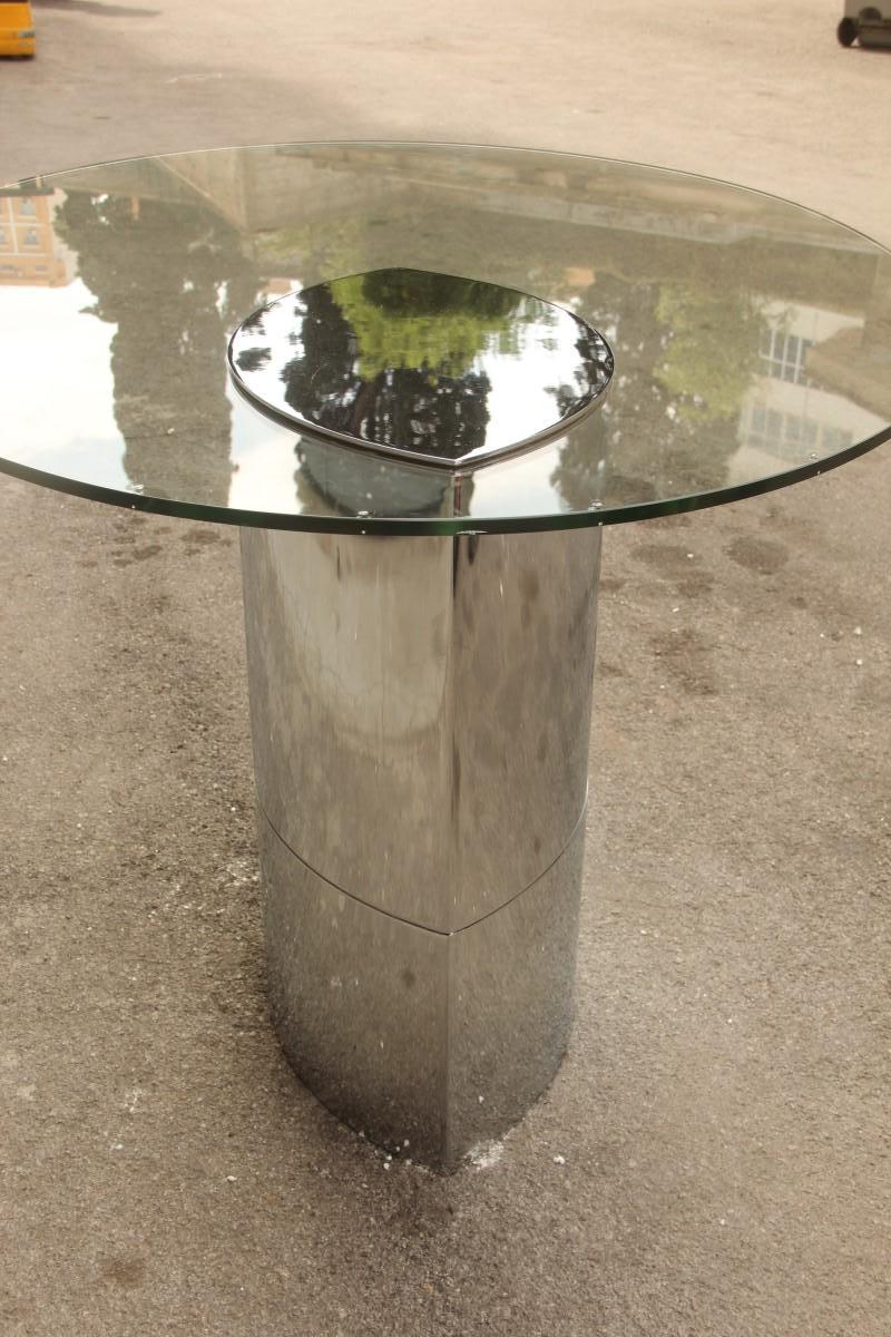 Desk Dining Table Oval Cini Boeri for Gavina 1970 Lunario Steel Crystal Italian 8