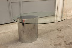 Desk Dining Table Oval Cini Boeri for Gavina 1970 Lunario Steel Crystal Italian