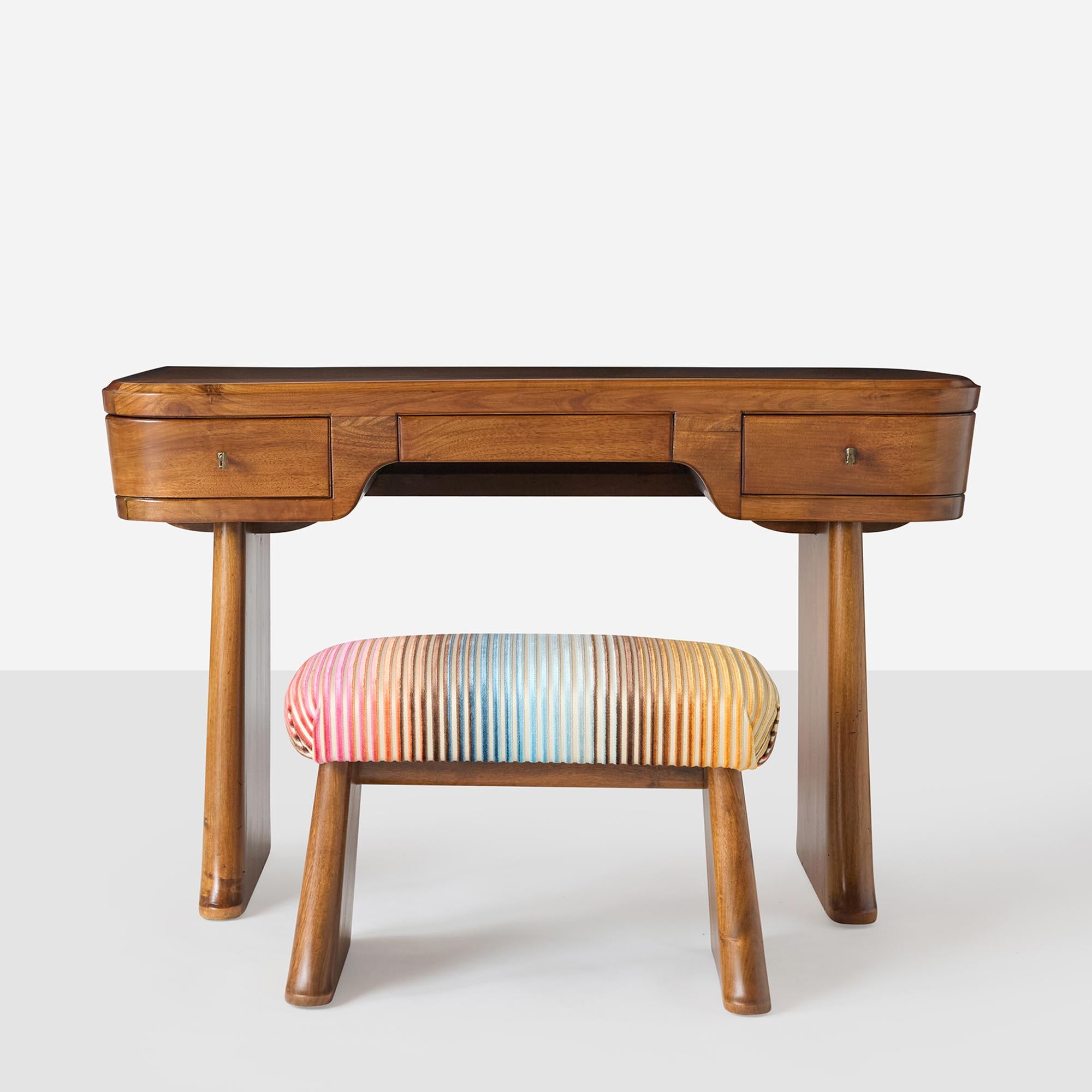 Mid-20th Century Desk-Dressing Table and Stool by Vittorio Valabrega, Italy, 1930s For Sale