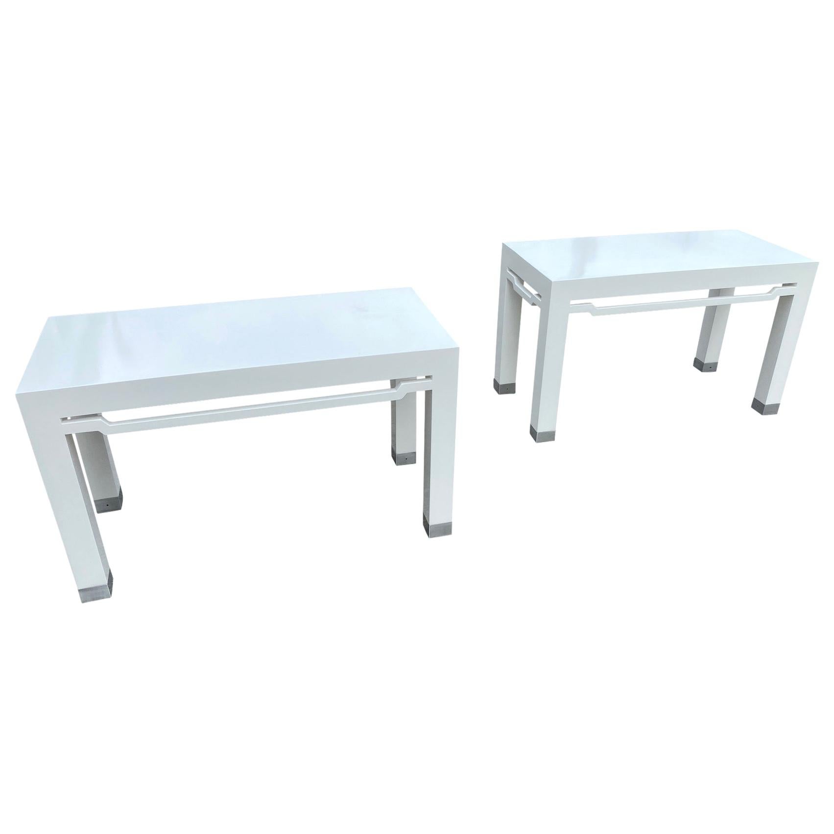 Desk Entrance Tables with Metal Bottom Legs, End Tables  For Sale