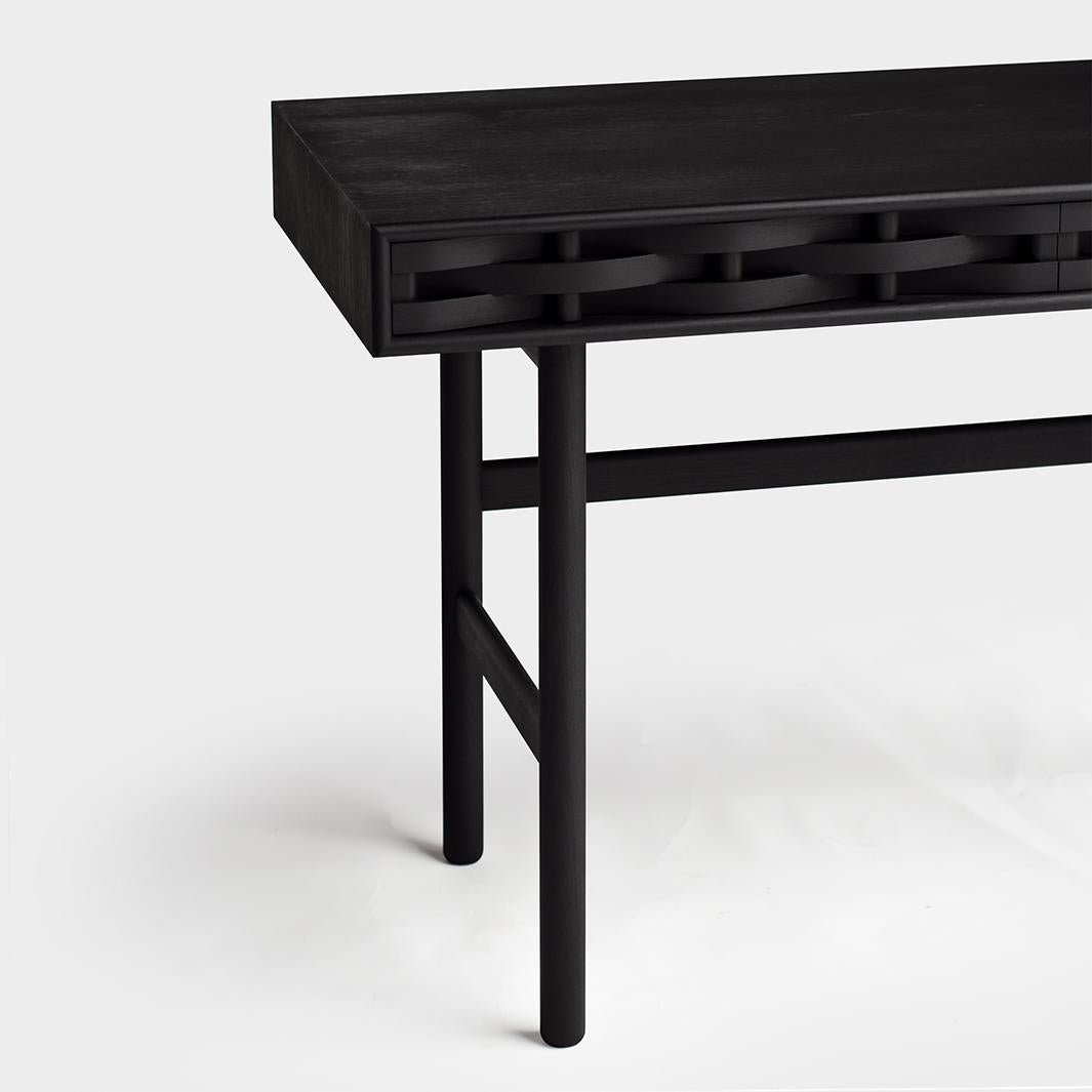 Scandinavian Modern Weave Desk from Ringvide, Birch wood, black oil, Scandinavian For Sale