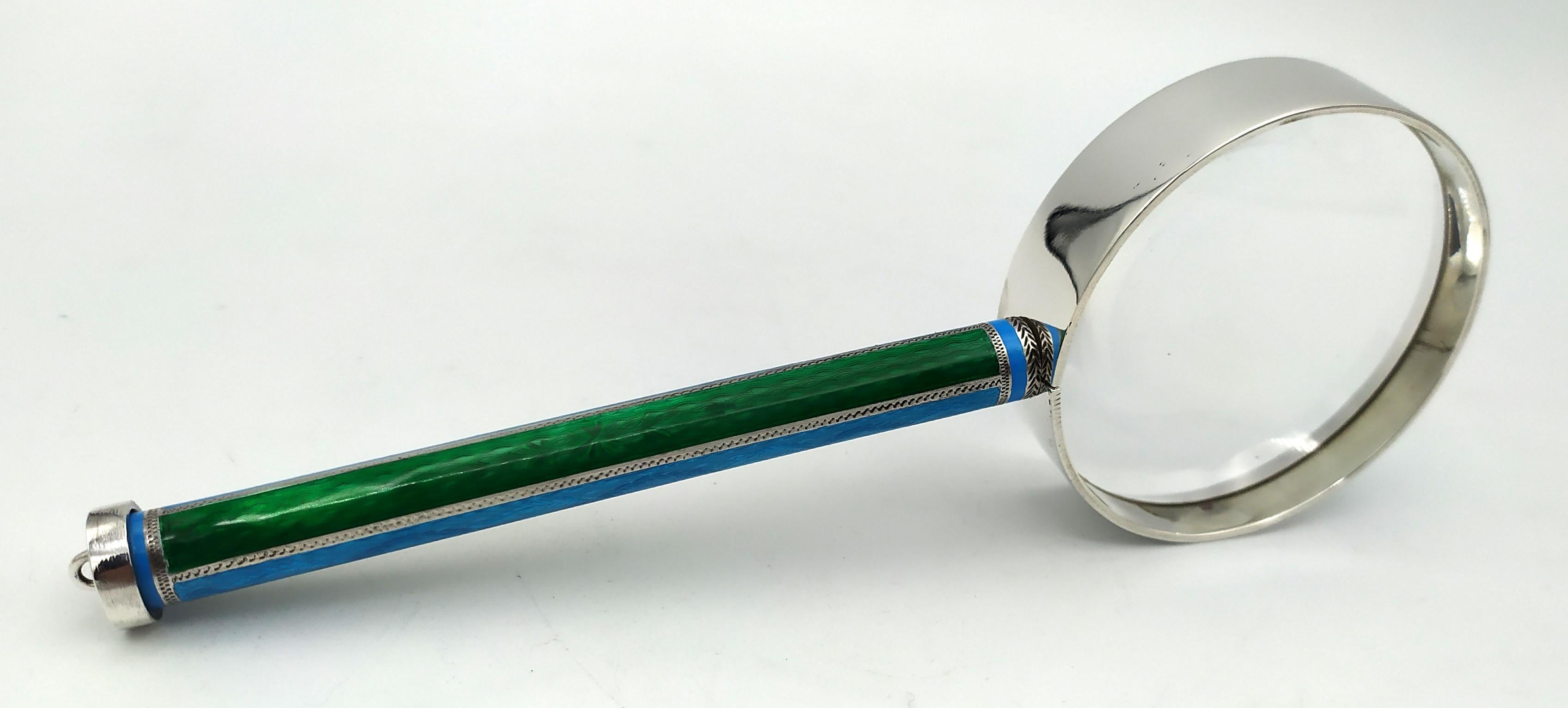 Schreibtisch Glas gebrannt zweifarbige Streifen Emaille auf Guilloche handgraviert Salimbeni (Italian) im Angebot