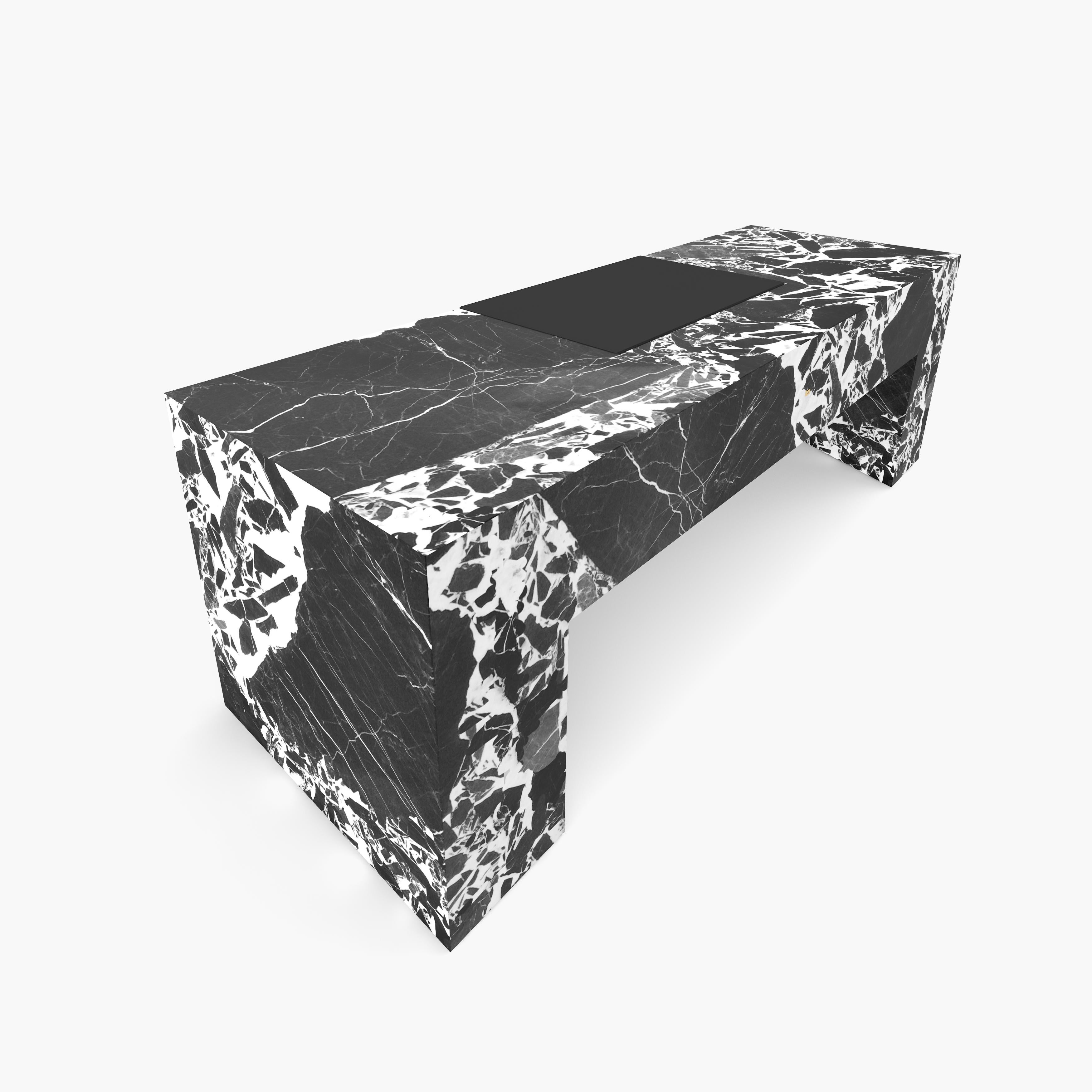 European Desk, Black Marble, 225x75x75cm Triangular secret compartment Handcrafted, pc1/1 For Sale