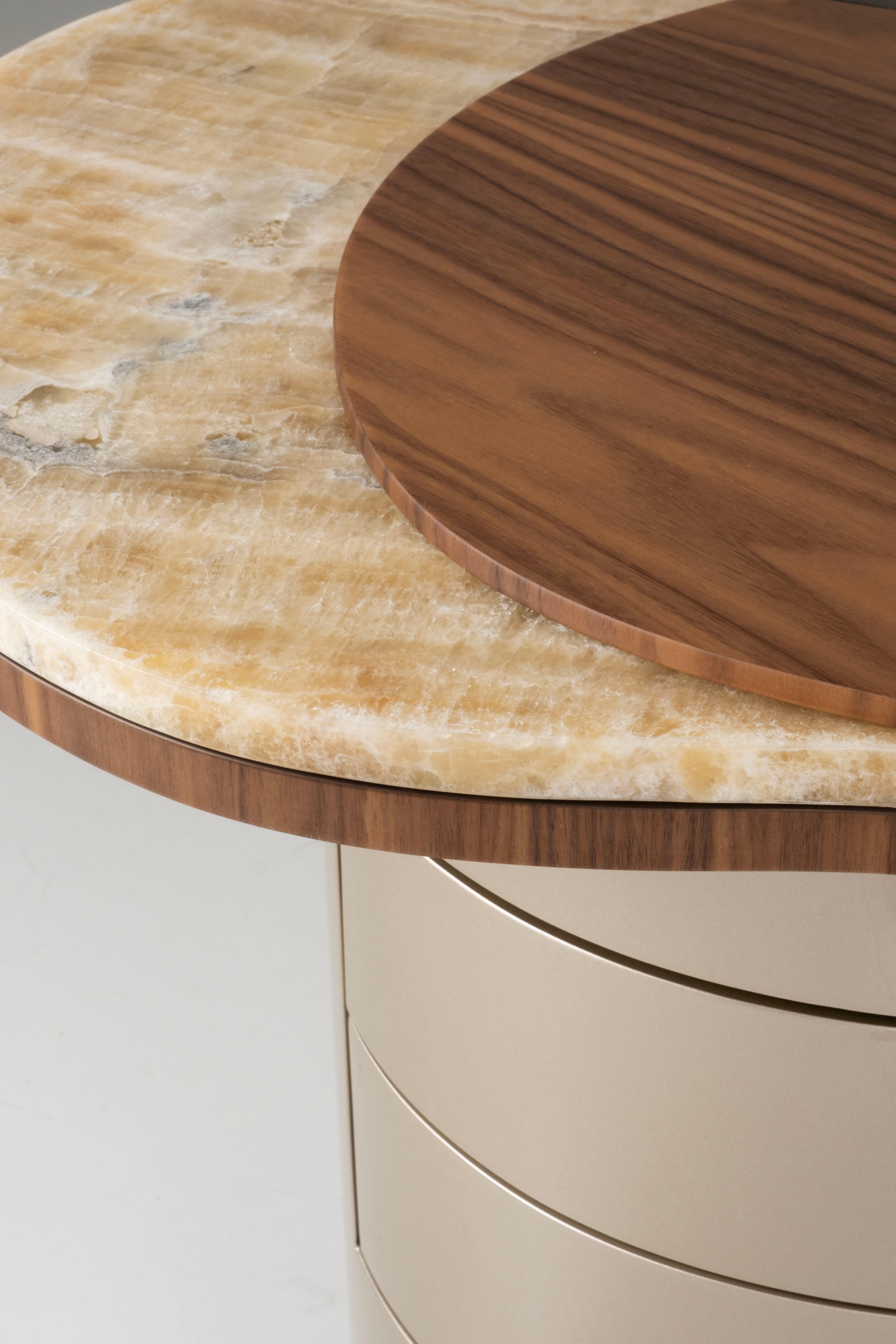Organic Modern Armona Desk, Walnut Brass Onyx, Handmade Portugal by Greenapple For Sale 7
