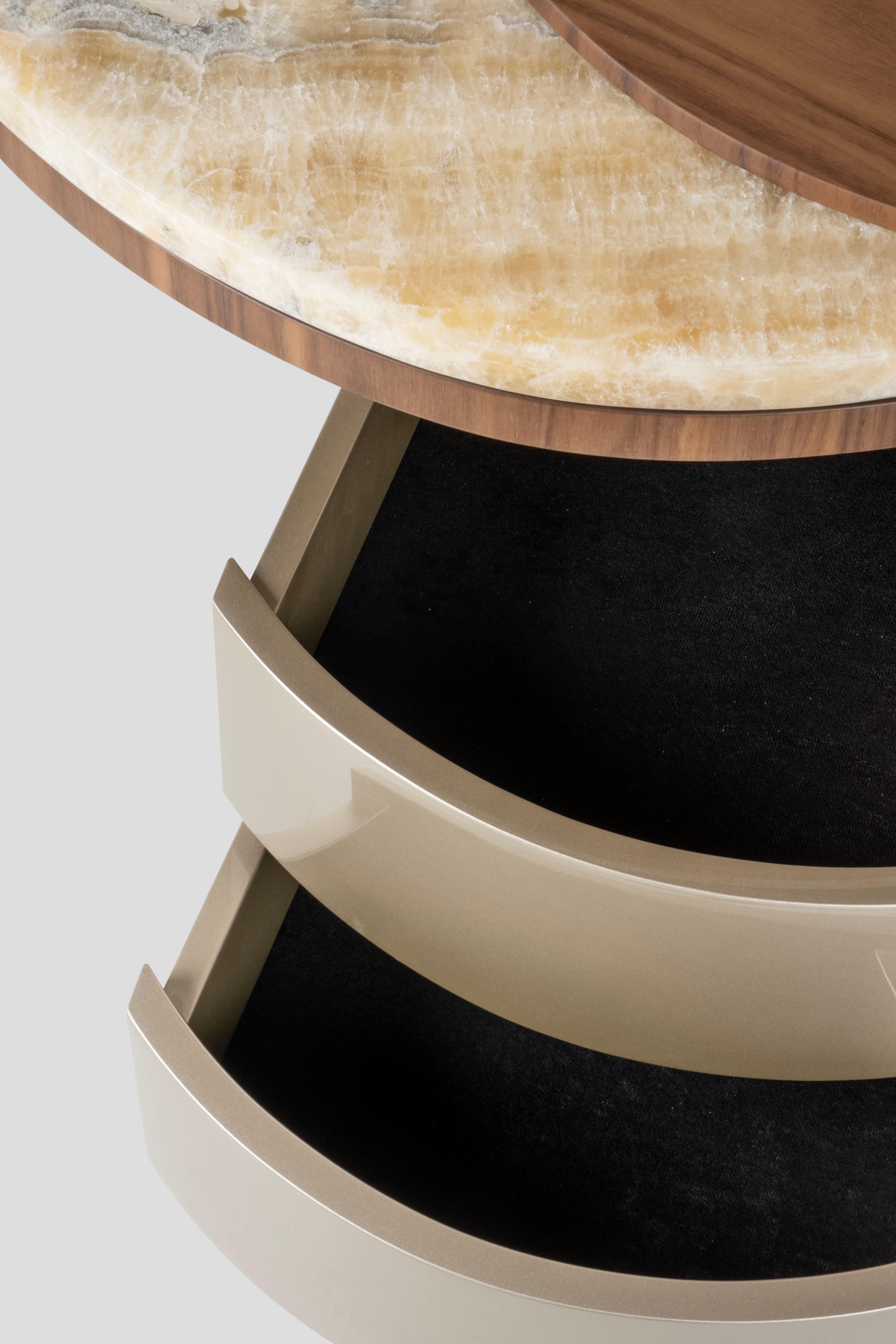 Organic Modern Armona Desk, Walnut Brass Onyx, Handmade Portugal by Greenapple For Sale 10