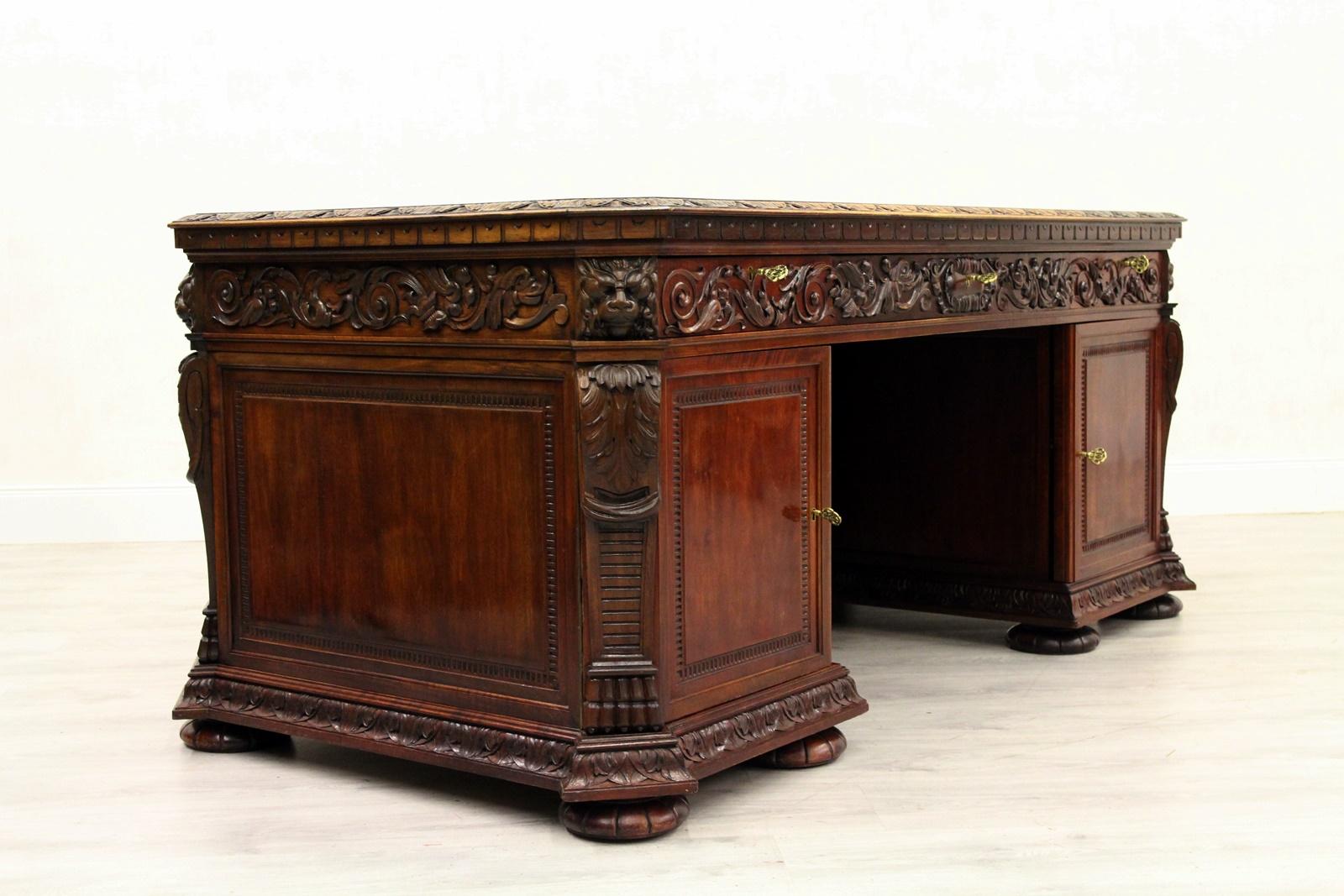 Mid-20th Century Desk Herrenzimmer Antique Table Löwentatzen Old Office For Sale