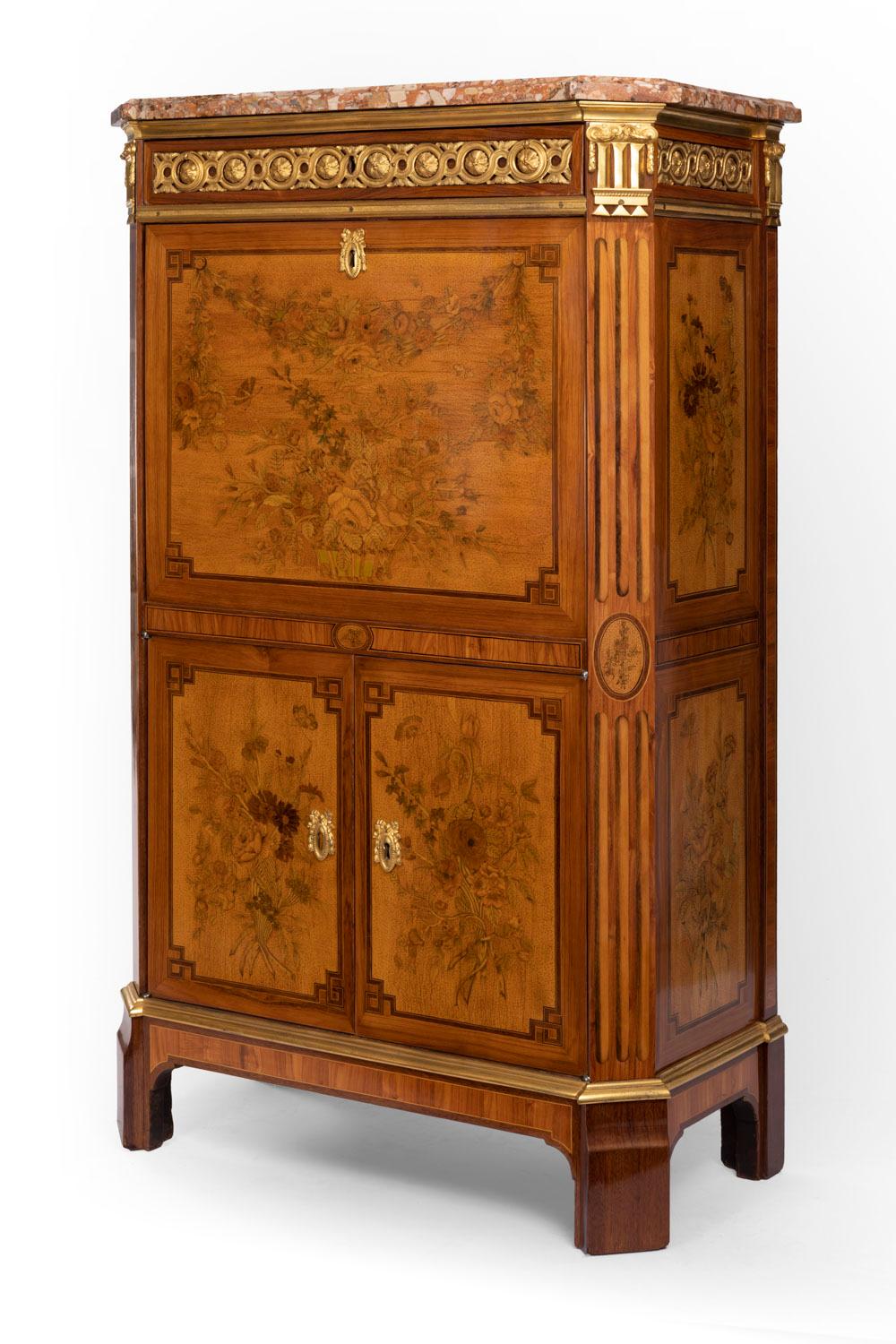 Desk in Flower Marquetry, Louis XVI Period, Stamped C. Topino, 18th Century For Sale 9