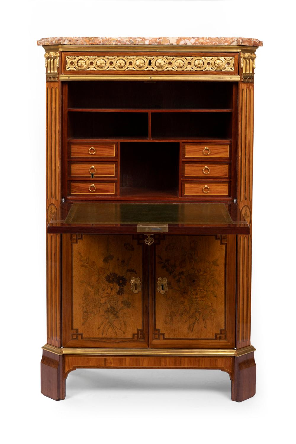 Desk in Flower Marquetry, Louis XVI Period, Stamped C. Topino, 18th Century For Sale 2