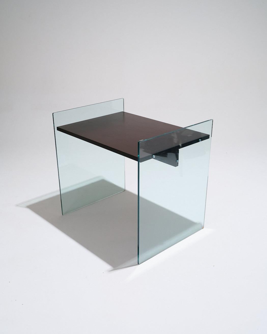 Schreibtisch aus Glas und Holz von Artelano, 1980er im Angebot 6