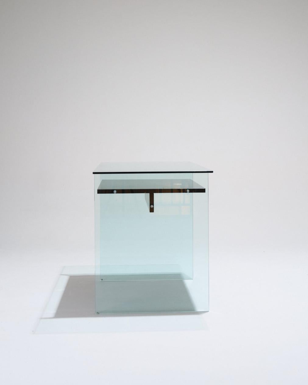 Schreibtisch aus Glas und Holz von Artelano, 1980er im Angebot 10