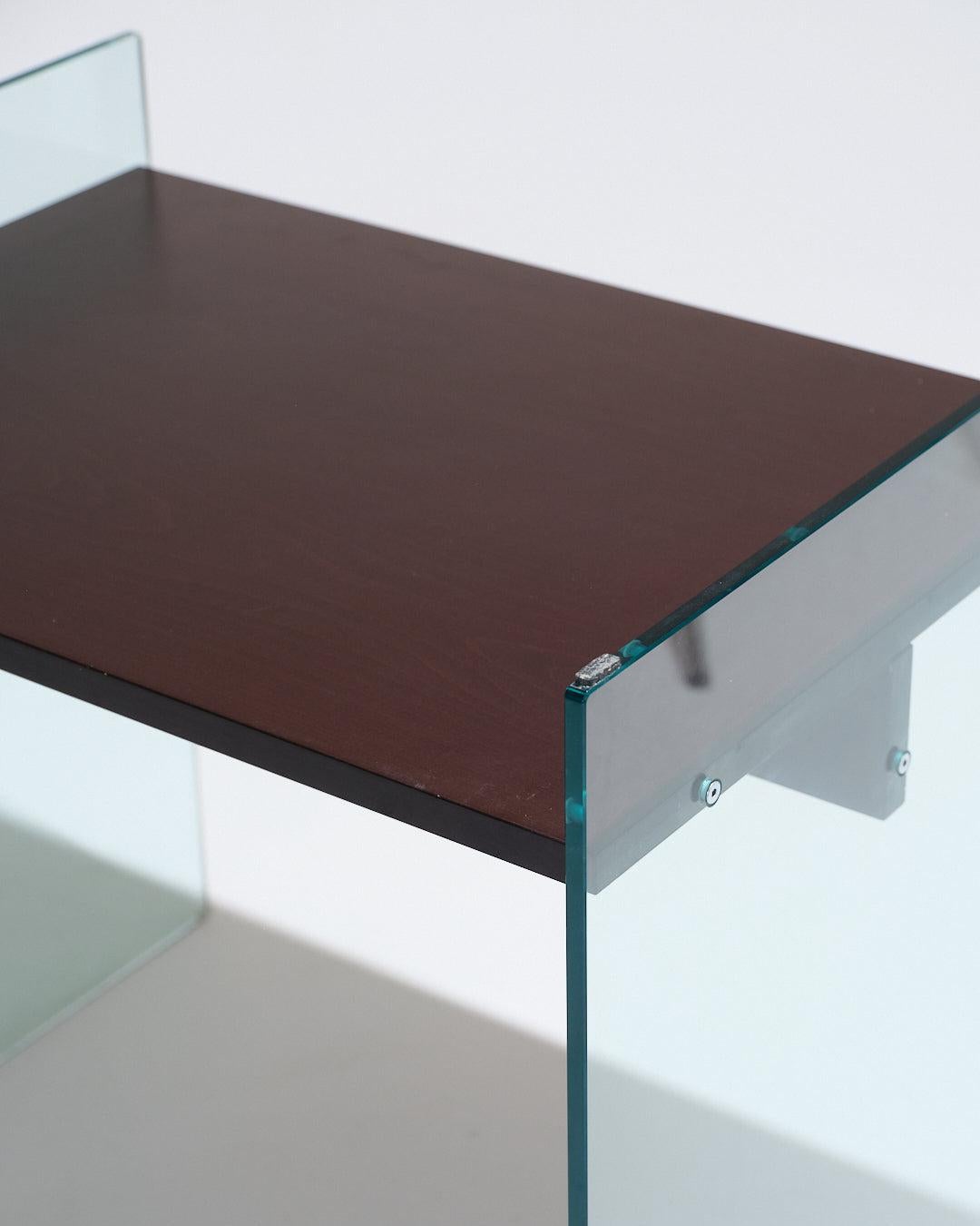 Schreibtisch aus Glas und Holz von Artelano, 1980er im Zustand „Gut“ im Angebot in PARIS, FR