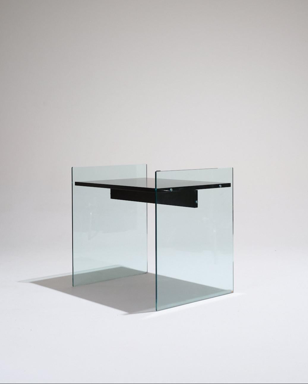 Schreibtisch aus Glas und Holz von Artelano, 1980er im Angebot 1