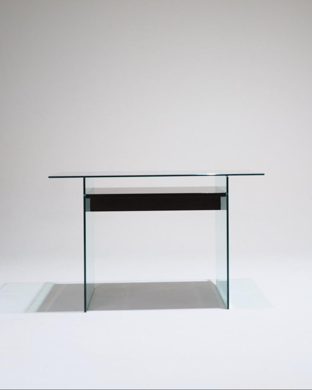 Schreibtisch aus Glas und Holz von Artelano, 1980er im Angebot 4